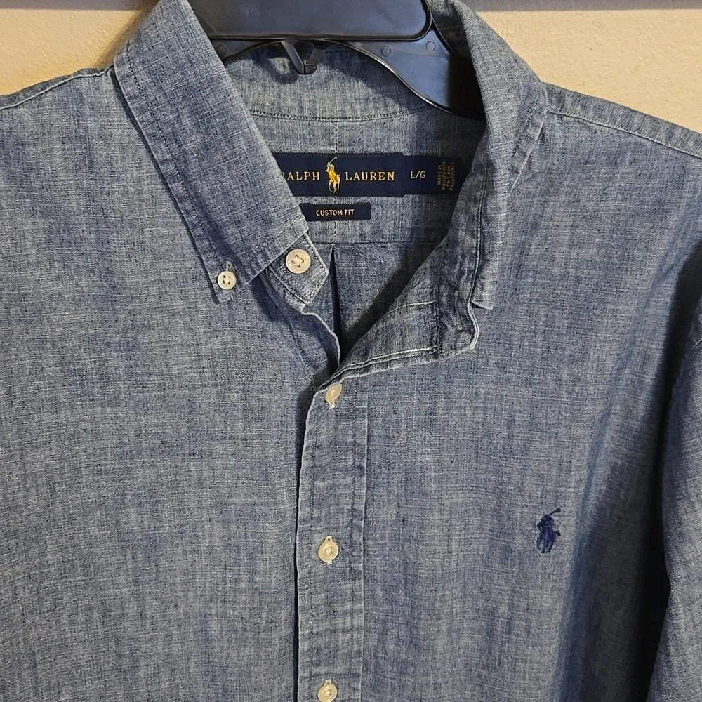 Men's Ralph Lauren Denim Blue Button-Down Shirt Sz Large - Picture 2 of 7